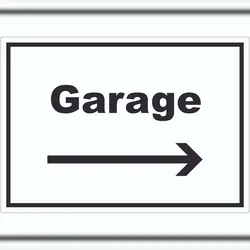 HB-Druck Garage Aufkleber mit Text und Richtungspfeil rechts Auto Stellplatz waagerecht A0 (841x1189mm)