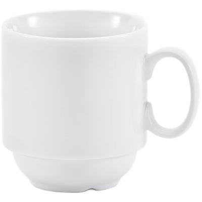 Becher VAN WELL "Trend", weiß, B:7,7cm H:9cm, Porzellan, Trinkgefäße, Becher, spülmaschinenfest, mikrowellengeeignet, stapelbar, 0,25 L, 6-teilig