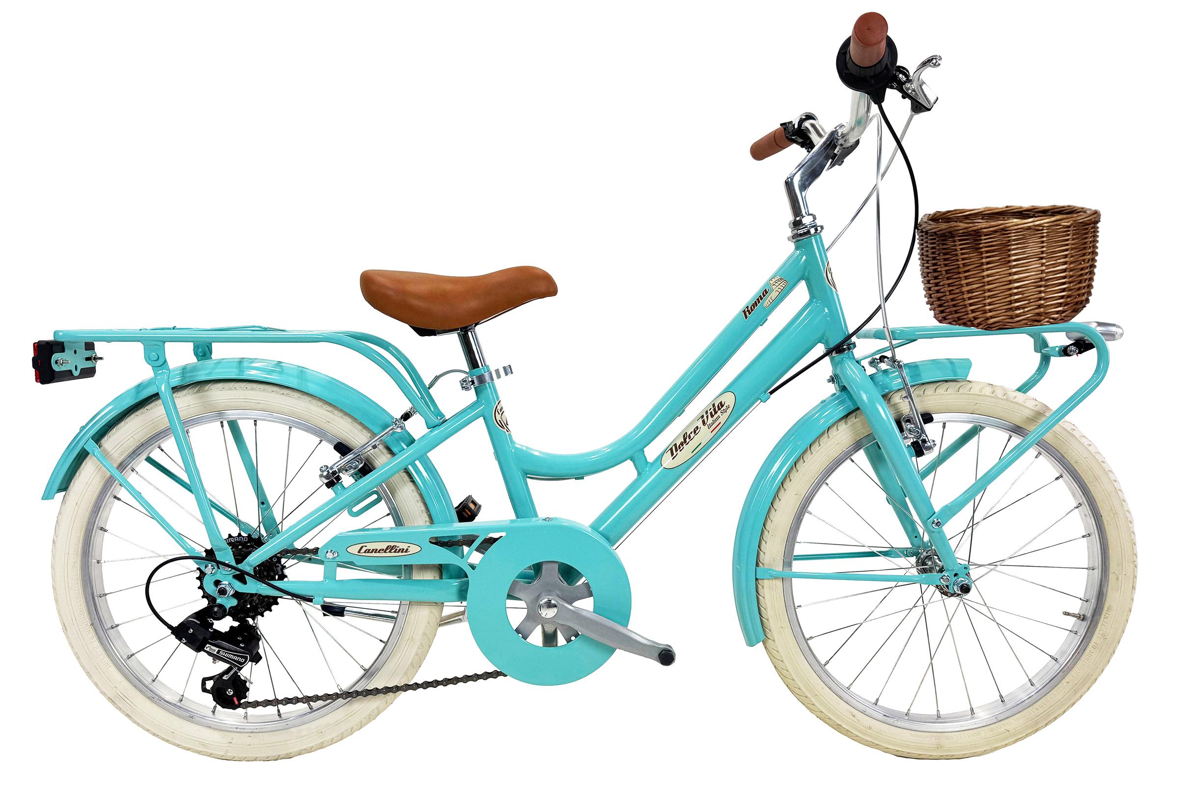 Mädchenfahrrad Dolce Vita by Canellini ROMA 20" 6V - Tiffany mit Korb