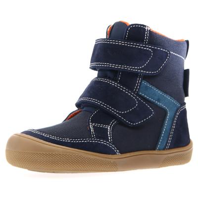 Winterstiefel NATURINO "BAREFOOT KODDAS VL", Damen, Gr. 31, Warmfutter, blau (dunkelblau), Textil, Veloursleder, Schuhe Winterstiefel, Klettstiefel mit Wollfutter, Größenschablone zum Download