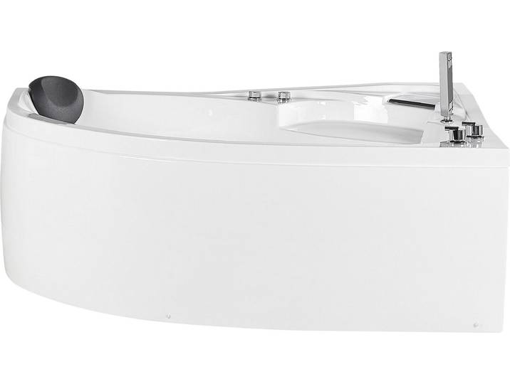 BELIANI Whirpool-Badewanne Weiß Links 150 x 100 cm aus Sanitäracryl mit LED-Beleuchtung Massagefunktion Lichttherapie SPA Modernes Design