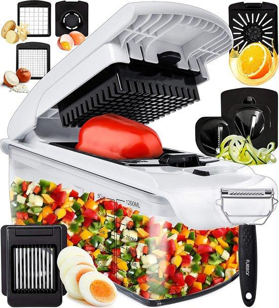 9-in-1 groentesnijder met spiralizer en opvangbak, wit