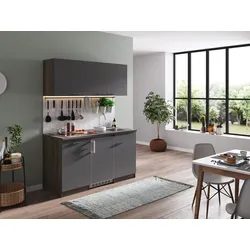 Respekta Küchenzeile KB150EYGC 150 cm Grau-Eiche York Nachbildung