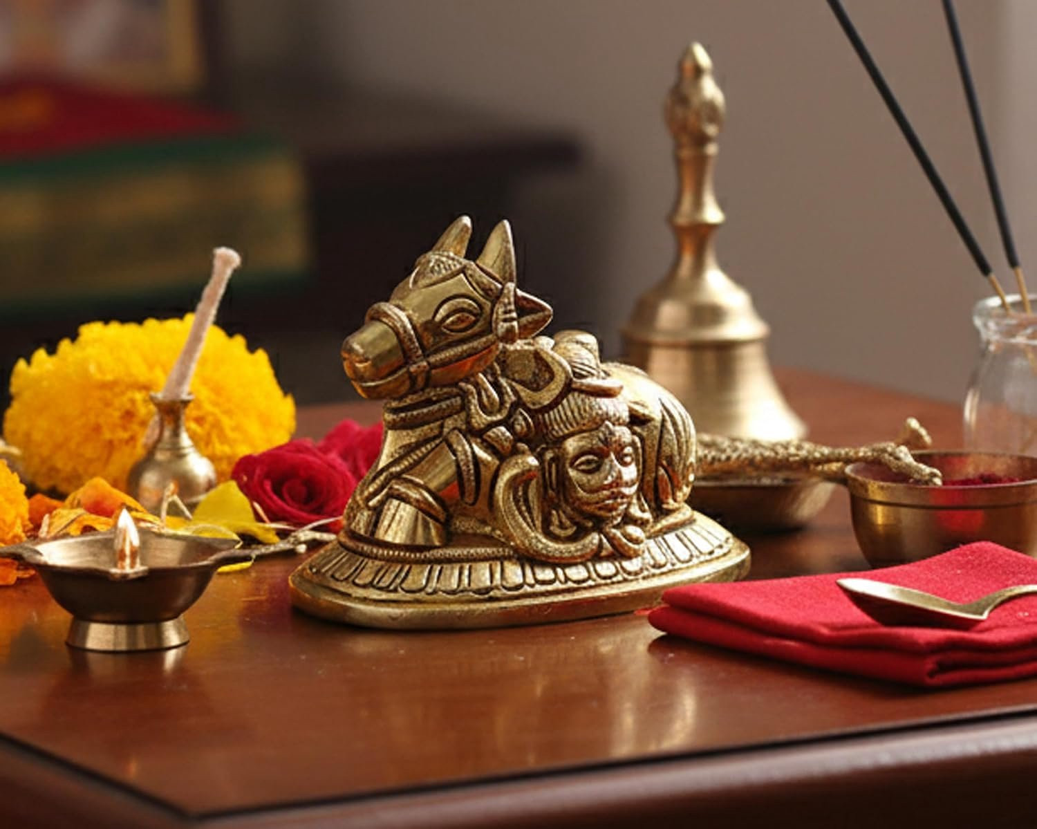 Messing Nandi Stier Beeldje voor op tafel