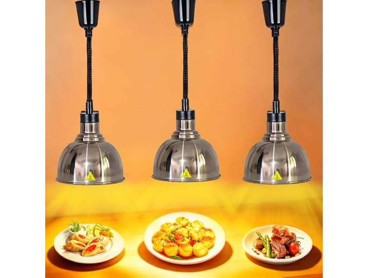 VFDZ Wärmelampe Küche Gastro, Einziehbare Speisenwärmer Lampe Buffet 25 cm Hängende Wärmelampe Gastronomie für Speisen, 250W Lebensmittel Wärmelampe Küche für Essen Buffet, Restaurant und Hotel