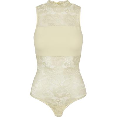 Body URBAN CLASSICS "Urban Classics Damen Ladies Body", Damen, Gr. 3XL, US-Größen, beige (softgelb), 91% Polyamid, 9% Elasthan, Bodys Body