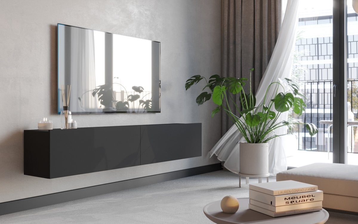 Meubel Square TV meubel FLY Mat zwart 180 cm