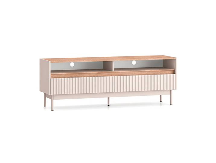 Petits-meubles Tv-Möbel Connie Kaschmir und Holz, Holzwerkstoff, 2 Schubladen, 153.8x54.9x40 cm, Wohnzimmer, TV Möbel, TV-Zubehör