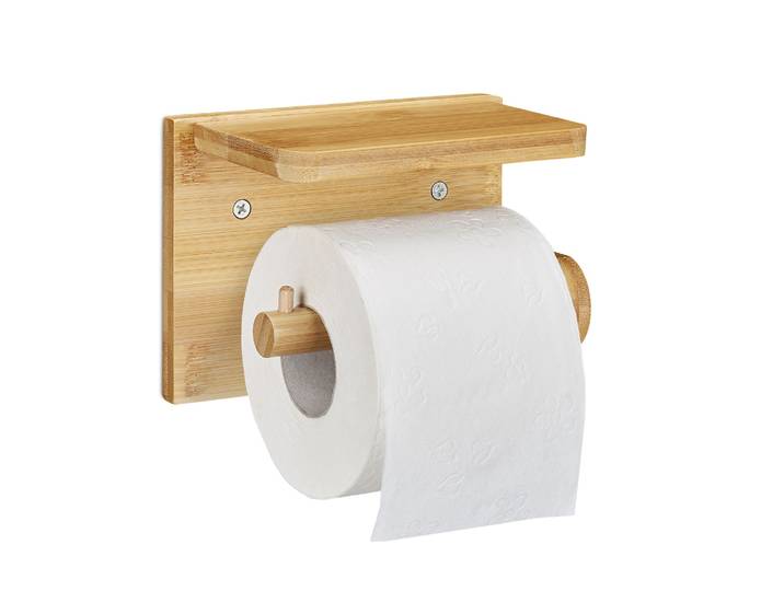 Toilettenpapierhalter mit Ablage Hellbraun