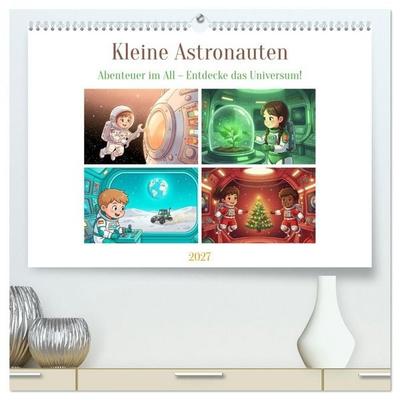 Kleine Astronauten (hochwertiger Premium Wandkalender 2027 DIN A2 quer), Kunstdruck in Hochglanz