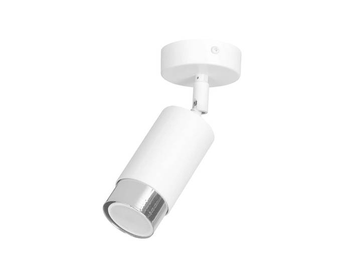 Spot de plafond orientable moderne cylindrique blanc et chrome