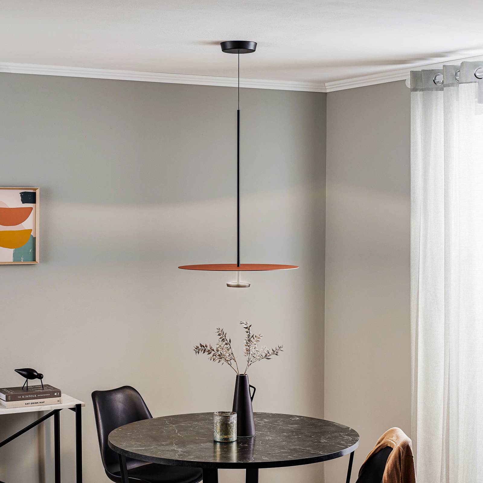 Vibia Lampada a sospensione Flat, dimmerabile, Terracotta, Soggiorno / Sala da pranzo, Metallo, Moderno, Lampada a sospensione