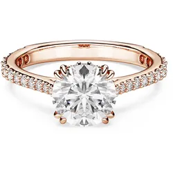 Swarovski  Stilla Cocktailring Rundschliff, Pavé, Weiß, 18k rosévergoldet