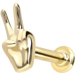 14 Karat Gold Labret mit Push Fit PEACE-ZEICHEN