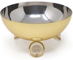 Classic Touch Salad Bowl Silver Inner Gold Outer with Ball Legs