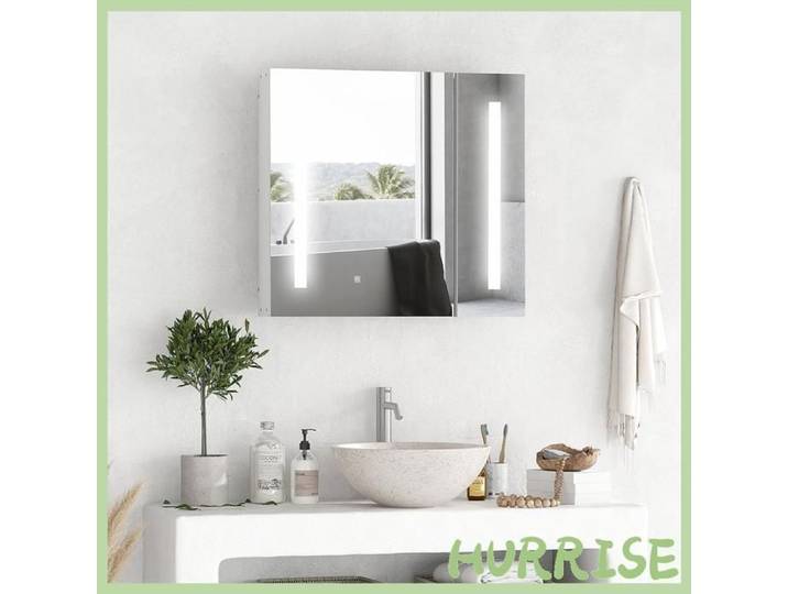 Cocosity Armoire Murale Miroir Lumineux Led Salle De Bain 2 Portes Avec 3 Niveaux 70 X 15 X 65 Cm Blanc