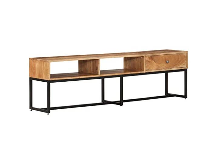 GHVBNMF TV Board 160x30x45 cm Massivholz Akazie Lowboard Stahlrahmen Rustikales Fernsehmöbel für Wohnzimmer und Schlafzimmer mit präziser Handarbeit und praktischer Fachaufteilung.