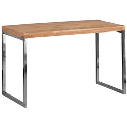 KADIMA DESIGN Schreibtisch GUNA Massivholz Akazie, Computertisch 120 x 60 cm aus echtem Holz, Laptoptisch im Landhaus-Stil, Konsolen-Tisch mit Metallbeinen,
