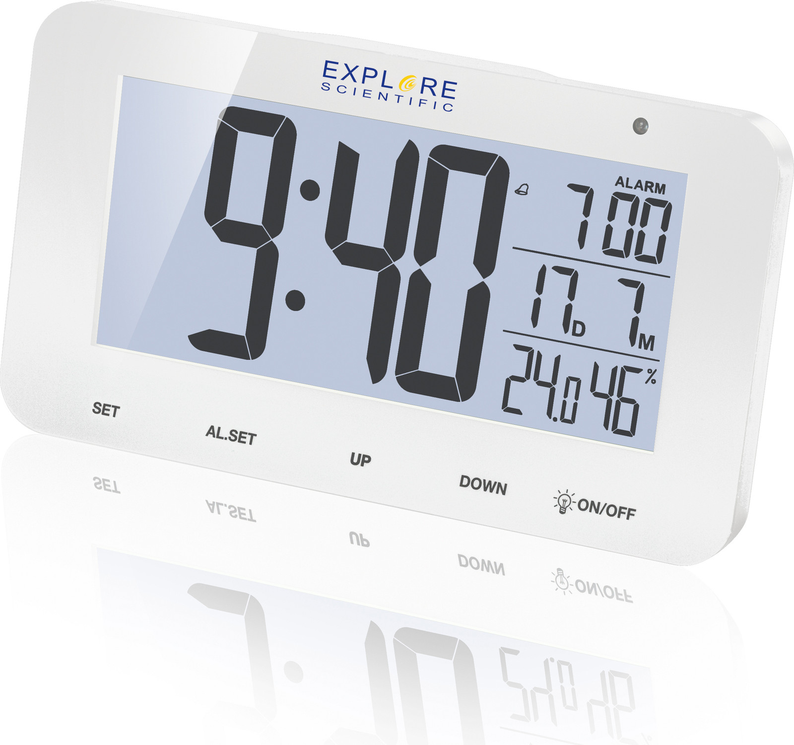 Explore Scientific RDC1004WHT Digitale Wekkerradio met LCD-display, Wit