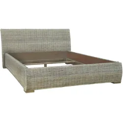 Rattanbett 200x200cm 'Tanaya' Massivholz, Rattan Mango