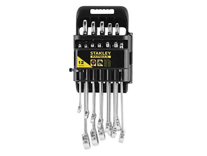 Stanley Fmmt82845-0 gemengde sleutels uit de serie FatMax – betere weerstand – vork 15° gericht – anti-slipsysteem – betere hechting op de schroefkop – 15° gericht oog – 12-delige set