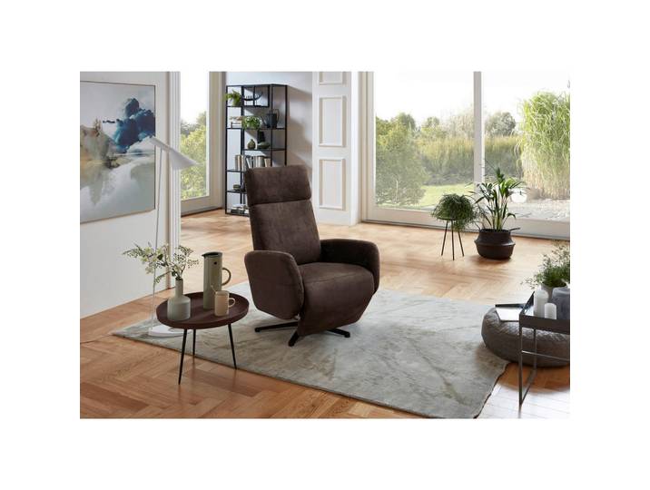 Sit & More Relaxsessel Kobra V, Mokka, Metall, 71x110x82 cm, Oeko-Tex® Standard 100, Made in EU, Goldenes M, DGM-Klimapakt, gepolsterte Armlehnen, Sitzfläche 360° drehbar, Wohnzimmer, Sessel, Relaxsessel