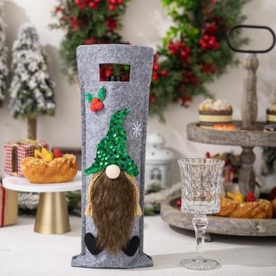 Inspired Deals Festive Christmas Wine Bottle Cover Bag For Holiday Table Decor & Gift Presentation green