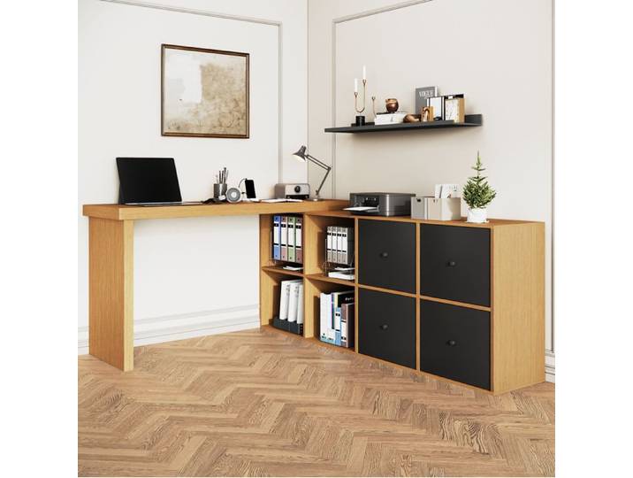 VEVXYN bureau bureau d angle pivotant rangement 360 degres MDF 120 x 48 x 78 cm avec sideboard 140 x 35 x 74 cm noir