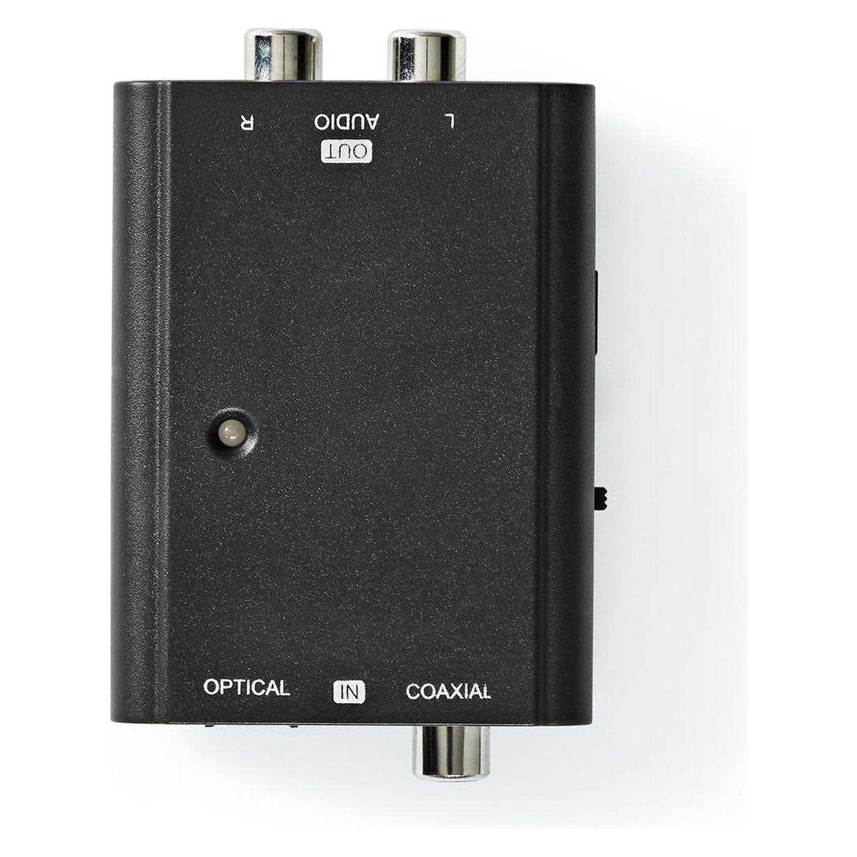Nedis Digital Audio Converter 2-Weg Anschlüsse - Eingang: 1x S / PDIF (RCA) Buchse / 1x TosLink Buch (Digital -> Analog) (ACON2509BK)
