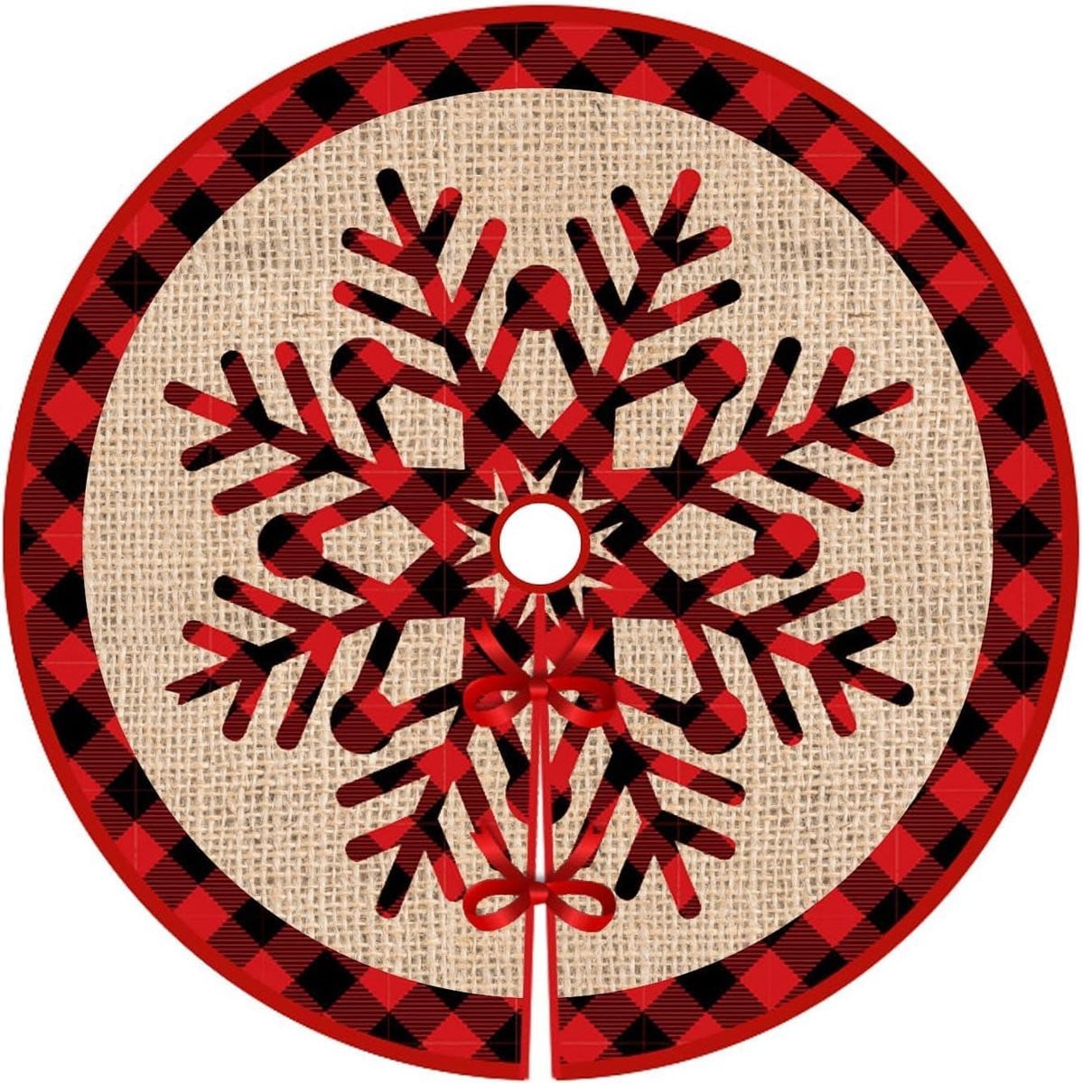 Rode kerstboommat met ruitjespatroon, 120 cm, ronde kerstboomrok van textiel