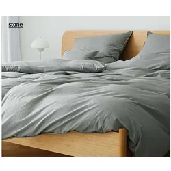 Elegante Bettwäsche Crisp - 155x220 cm + 80x80 cm	stone