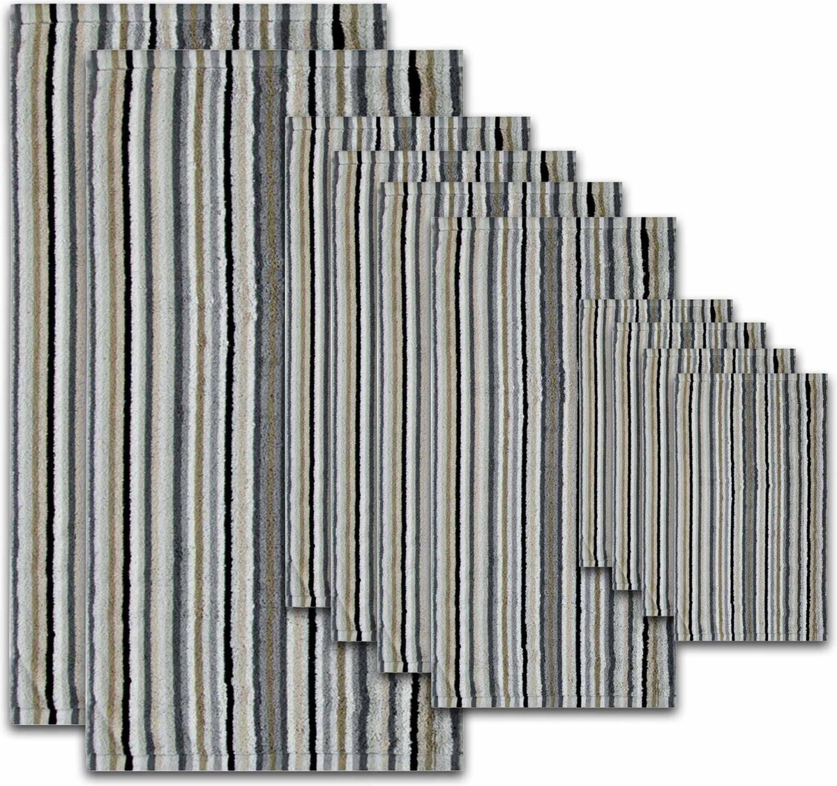 Cawoe Set van 10 Handdoeken Life Style Stripes, 50 x 100 cm