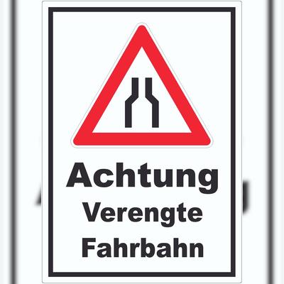 HB-Druck Aufkleber Achtung Verengte Fahrbahn A0 (841x1189mm)