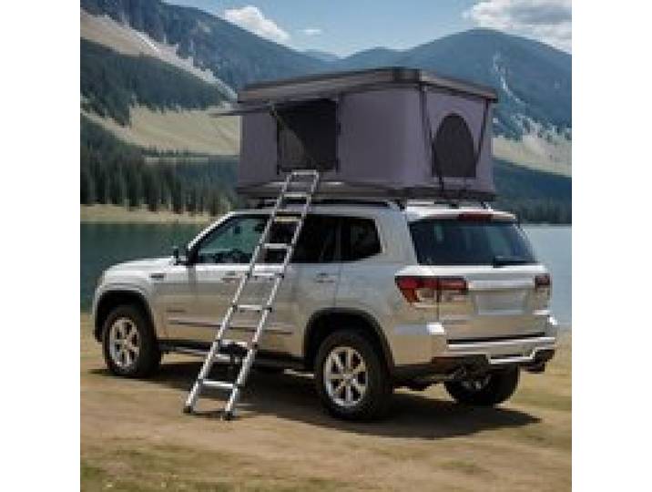 VEVOR Tente de Toit Rigide Capacité 2-3 Personnes, Tente de Camping pour Véhicules Imperméable, avec Échelle Télescopique, Matelas Épais et Coupe-Vent, pour Jeep SUV Pick-up Camion Voitures, Voyage