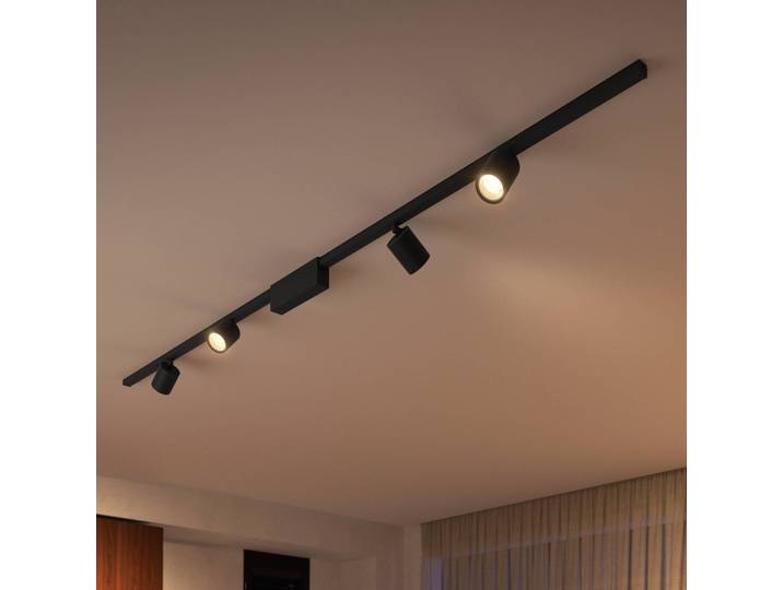 Philips Hue Perifo Schienensystem 4x Spots schwarz Perifo, dimmbar, schwarz, für Arbeitszimmer / Büro, Metall, Modern