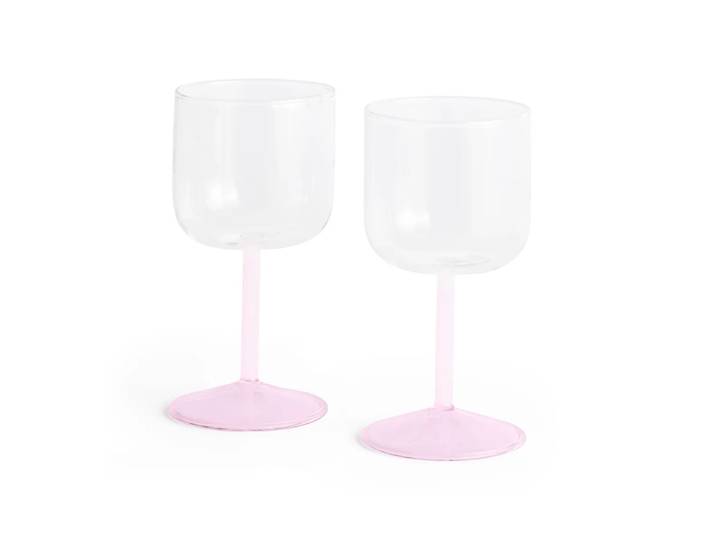 HAY - Tint Weinglas, klar / jade pink / light pink (2er-Set)