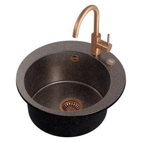 Steiner ART JAMES 210 (Ø51x20) Steingran Art Copper Black Pearl with Hand Siphon, Naomi Faucet and Back Cap (510 mm) (39221000)