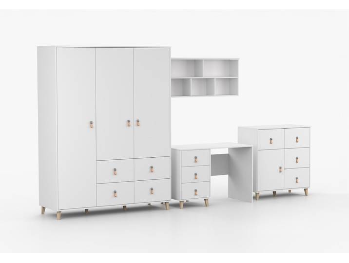 Jugendzimmer Komplett – Set FIGO 04 (4-teilig) Weiß Weiß