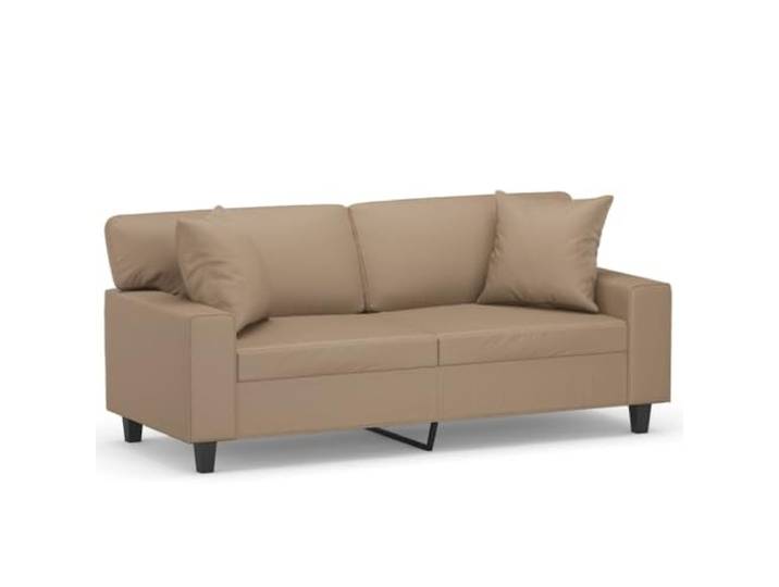 GHVBNMF 2-Sitzer Sofa mit 2 Kissen Kunstleder 140 cm Cappuccino-Braun Modernes Polstersofa mit stabilem Metallgestell und dicker Sitzpolsterung für Wohnzimmer und Büro.
