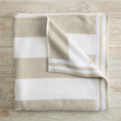 Linery & Co. 100% Cotton Velour Cabana Stripe Beach Towel