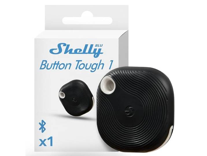 Shelly BLU Button Tough1 Zwart – Bluetooth Domotica-afstandsbediening│ IP54-bescherming│ Bereik 10–30 m│ Activeert Acties & Slimme Scènes│ Batterijlevensduur 2 Jaar│ Versleutelde Communicatie