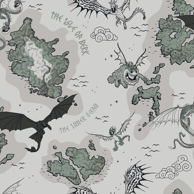 How to Train Your Dragon Isle of Berk Grey Peel and Stick Wallpaper