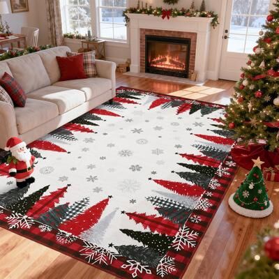 Garvee Christmas Tree Snowflake Living Room Area Rug