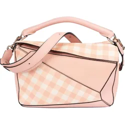 Loewe Loewe Leather Gingham Salmon Puzzle Handbag Koffer24