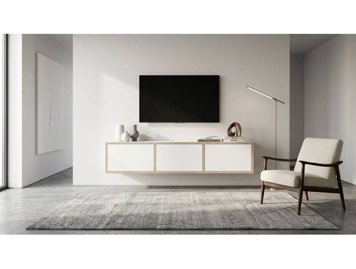 Schlichtes Lowboard hängend Multiplex Multiplex Weiß