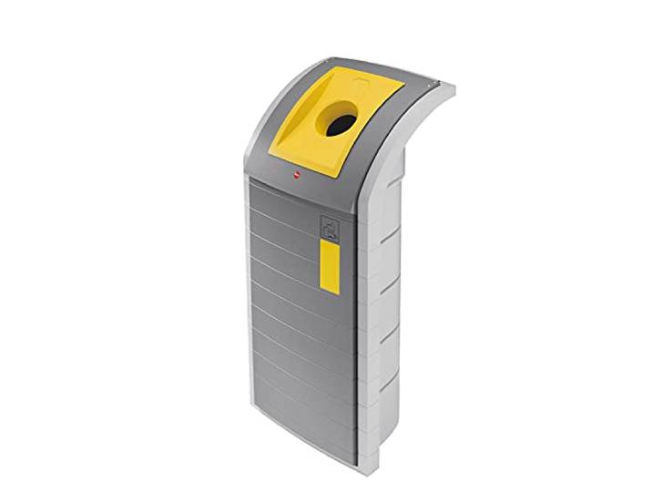 Hailo ProfiLine WSB Design XXXL Wertstoffsammler - 1 x 120l - schlagbeständiger Sammelbehälter aus technischem Kunststoff - Müllsackhalterung & Einwurfklappe mit 3 wechselbaren Einsätzen - grau