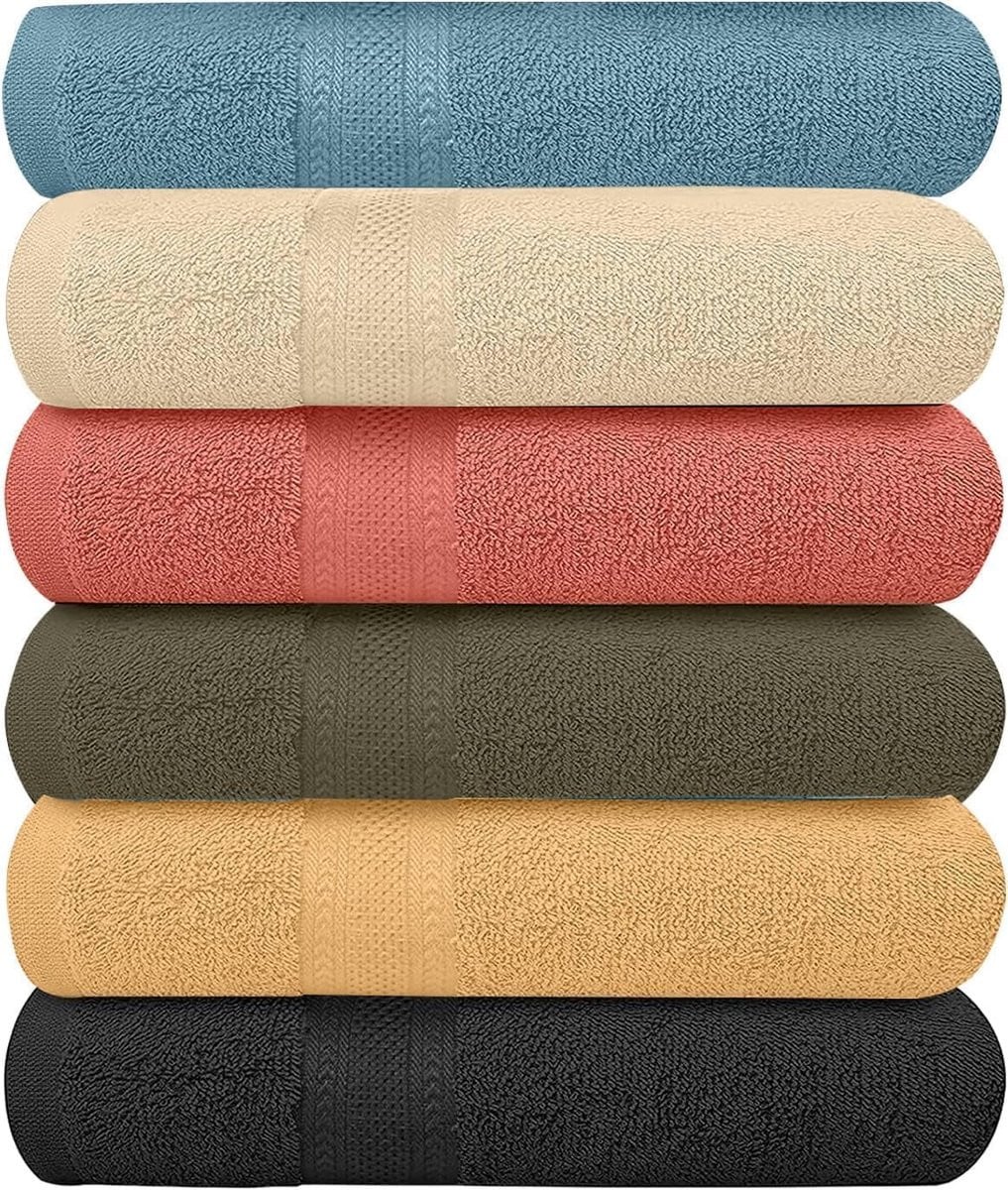 Set van 6 extra grote badhanddoeken van 100% katoen, extra absorberend