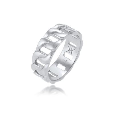 Silberring KUZZOI "Herren Chunky Chain Look Panzerglieder 925 Silber" Gr. 56, grau, Fingerringe, Herren, 56mm, ohne Stein, Silber 925 (Sterlingsilber), 8mm, Silberring
