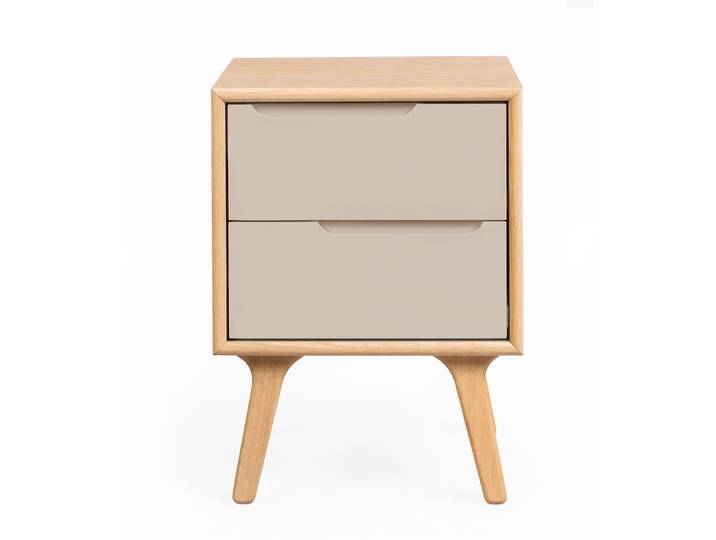 Nachttisch Hedy beige, eiche hell Holz, Eiche Furniert, Holzwerkstoff Massivholz B 40 H 52 cm - Nachttisch