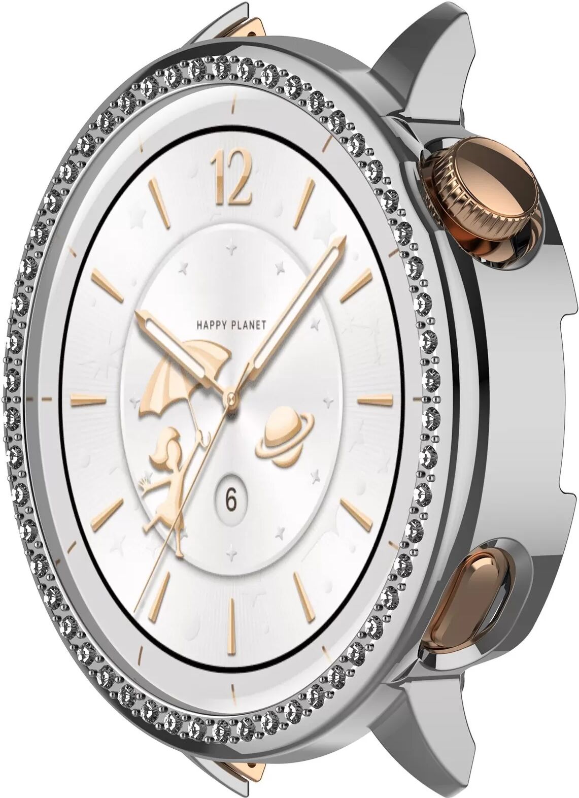 INF Elegante Schutzhülle mit Strass kompatibel mit Oneplus Watch 3 43mm - Silber